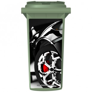 Sports Car With Chrome Wheels Wheelie Bin Sticker Panel